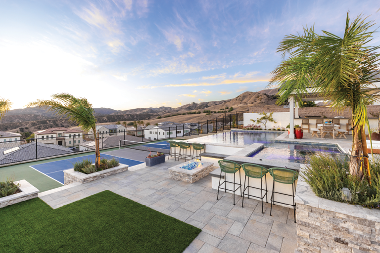 Backyard court with desert landscape in St George, UT